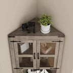 67 armoire d'angle haute avec rangement, vaisselier d'angle avec porte vitrée et étagères réglables