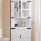 67 armoire d'angle haute avec rangement, vaisselier d'angle avec porte vitrée et étagères réglables