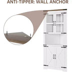 67 armoire d'angle haute avec rangement, vaisselier d'angle avec porte vitrée et étagères réglables
