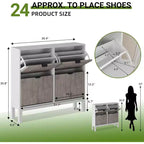 Meuble à chaussures avec 4 tiroirs basculants, Organisateur de chaussures mince cannelé, Porte-chaussures étroit dissimulé
