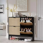 Meuble à chaussures avec 4 tiroirs basculants, Organisateur de chaussures mince cannelé, Porte-chaussures étroit dissimulé
