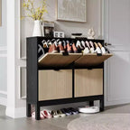 Meuble à chaussures avec 4 tiroirs basculants, Organisateur de chaussures mince cannelé, Porte-chaussures étroit dissimulé