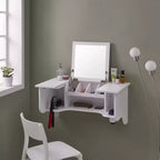 Étagère murale avec miroir de coiffeuse - Style transitoire - Blanc - SEI