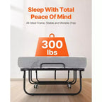 Lit pliant VEVOR, lit pliant de 79 x 190 cm avec matelas de 12,7 cm, lit pliant de taille individuelle avec cadre en métal robuste et matelas en mousse à mémoire de forme