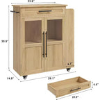 Îlot de cuisine 24, chariot de cuisine rétro avec porte-épices et porte-serviettes, table îlot avec porte d'armoire en verre, panneau composite en bois, pour la cuisine