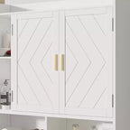Meuble de rangement VECELO au-dessus des toilettes, meuble de rangement avec porte et support de papier toilette, étagère WC peu encombrante, blanc
