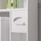 Meuble de rangement VECELO au-dessus des toilettes, meuble de rangement avec porte et support de papier toilette, étagère WC peu encombrante, blanc