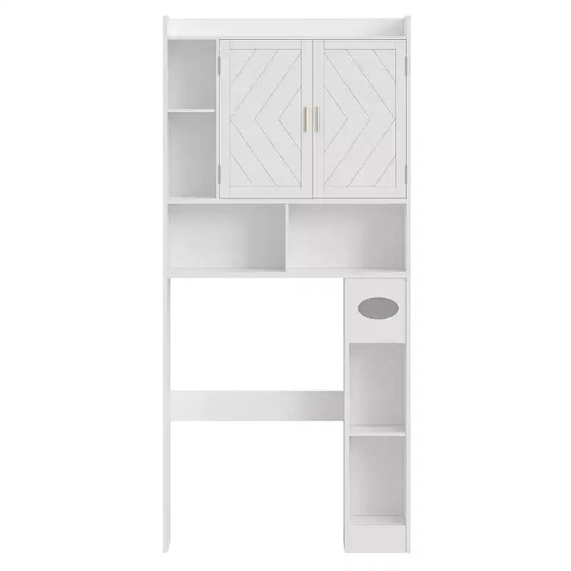 Meuble de rangement VECELO au-dessus des toilettes, meuble de rangement avec porte et support de papier toilette, étagère WC peu encombrante, blanc