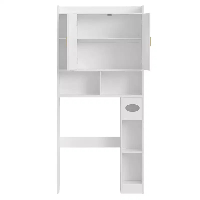 Meuble de rangement VECELO au-dessus des toilettes, meuble de rangement avec porte et support de papier toilette, étagère WC peu encombrante, blanc