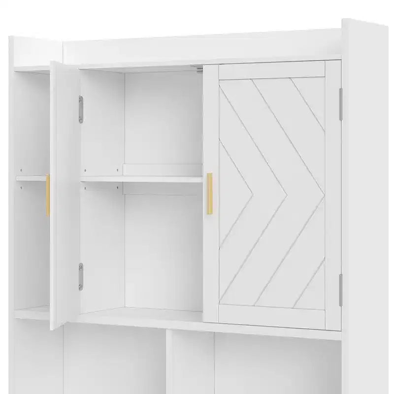 Meuble de rangement VECELO au-dessus des toilettes, meuble de rangement avec porte et support de papier toilette, étagère WC peu encombrante, blanc
