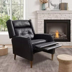Fauteuil inclinable Art Leon style milieu de siècle, chaise longue en similicuir avec pieds en bois
