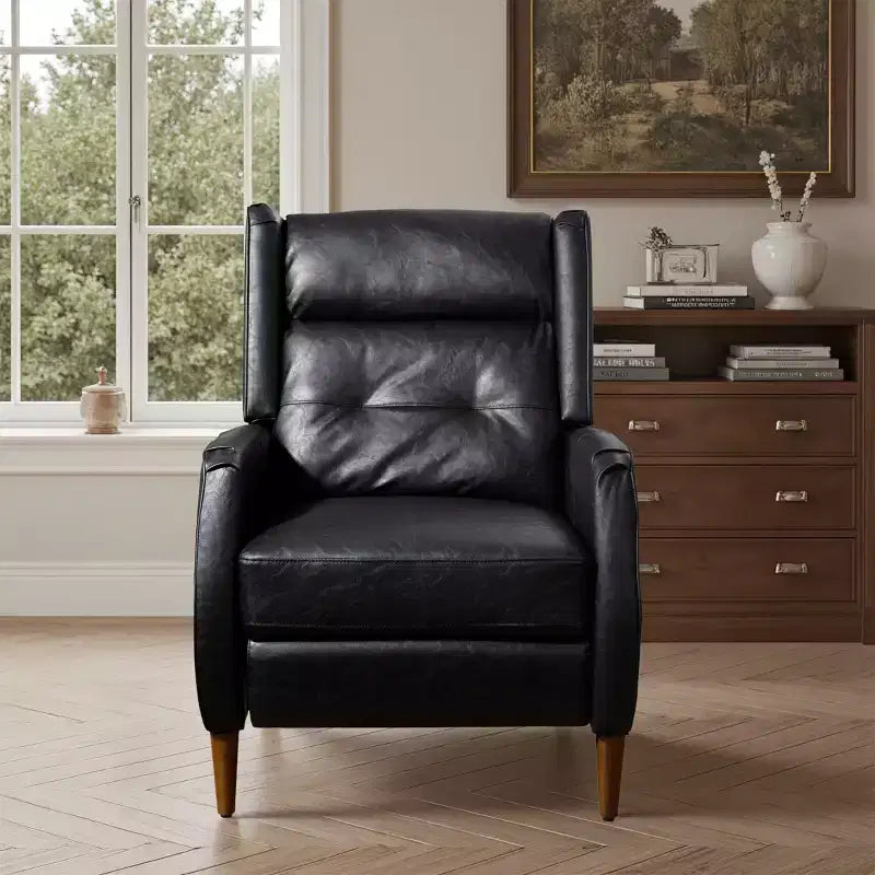 Fauteuil inclinable Art Leon style milieu de siècle, chaise longue en similicuir avec pieds en bois