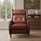 Fauteuil inclinable Art Leon style milieu de siècle, chaise longue en similicuir avec pieds en bois