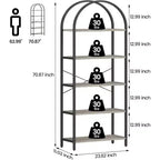 Bibliothèque moderne à 5 niveaux avec arches - Étagères en bois et cadre en métal pour le salon, la chambre ou le bureau.