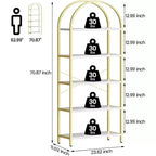 Bibliothèque moderne à 5 niveaux avec arches - Étagères en bois et cadre en métal pour le salon, la chambre ou le bureau.