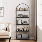 Bibliothèque moderne à 5 niveaux avec arches - Étagères en bois et cadre en métal pour le salon, la chambre ou le bureau.