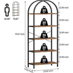 Bibliothèque moderne à 5 niveaux avec arches - Étagères en bois et cadre en métal pour le salon, la chambre ou le bureau.