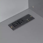 Lit mural escamotable Queen Size avec placard intégré, tiroirs et étagères ouvertes, lit armoire de rangement peu encombrant, gris/blanc - ModernLuxe