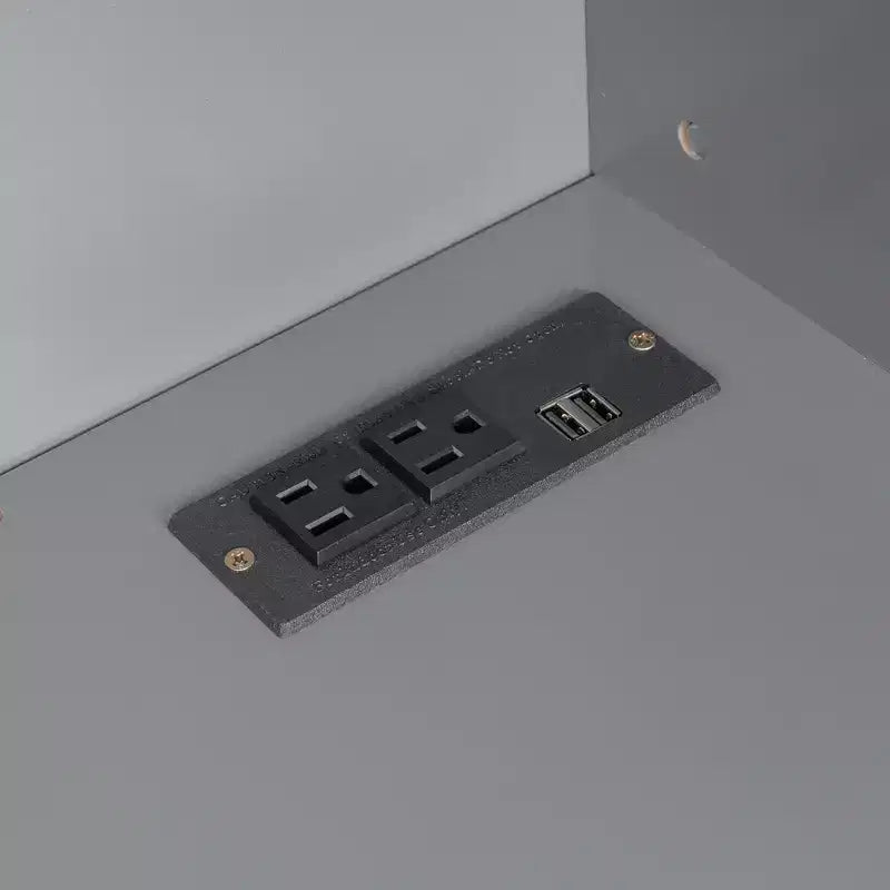 Lit mural escamotable Queen Size avec placard intégré, tiroirs et étagères ouvertes, lit armoire de rangement peu encombrant, gris/blanc - ModernLuxe