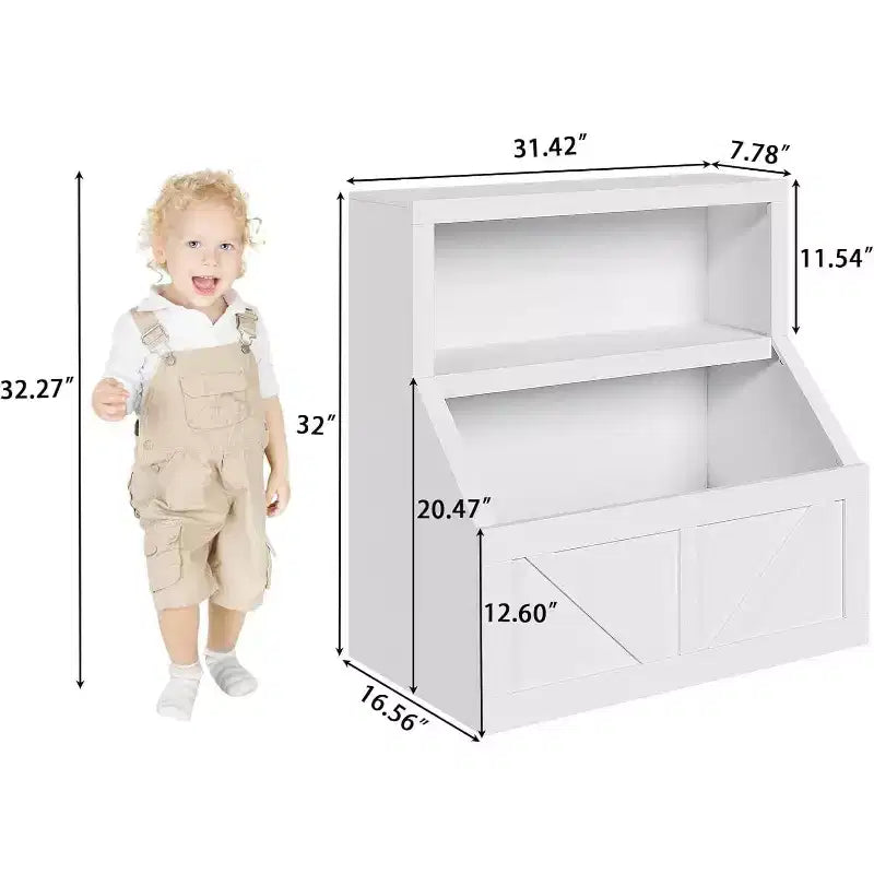 Bibliothèque et Organisateur de Jouets en Bois pour Enfants avec Grands Casiers pour Salle de Jeux, Chambre et Salle de Classe