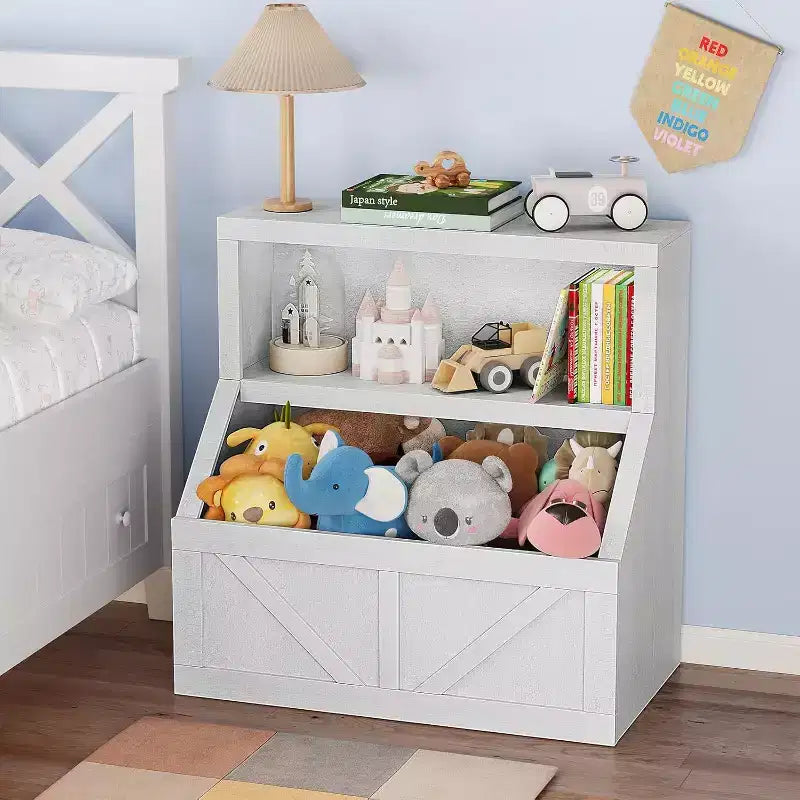 Bibliothèque et Organisateur de Jouets en Bois pour Enfants avec Grands Casiers pour Salle de Jeux, Chambre et Salle de Classe