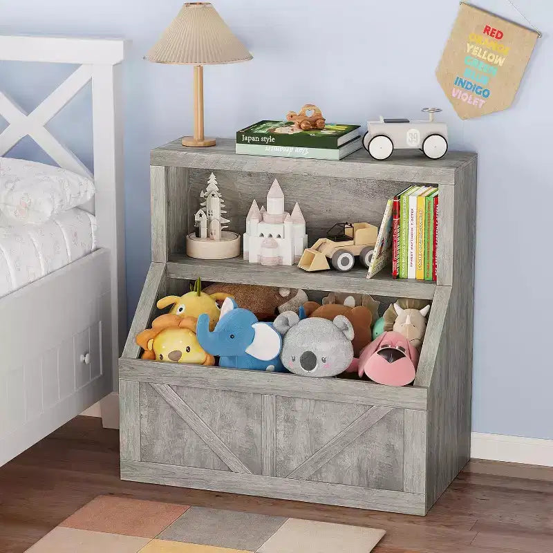 Wooden Kids Bookshelf & Toy Organizer with Large Cubbies for Playroom, Bedroom & Classroom