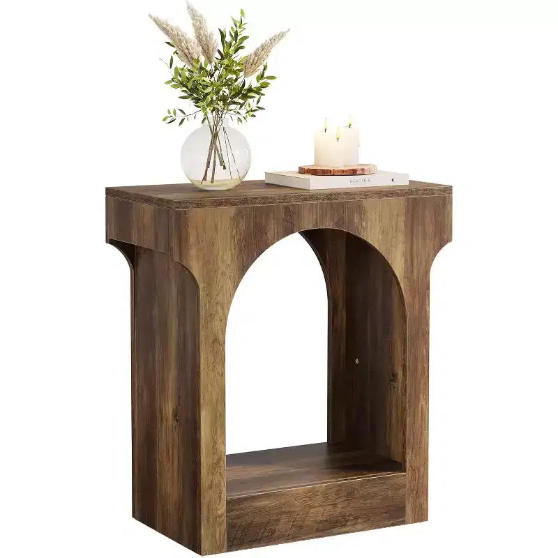 Lantine End Table, Wooden Side Table with Storage Space