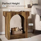Table d'appoint Lantine, Table d'appoint en bois avec espace de rangement