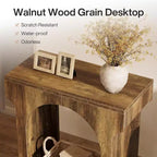 Table d'appoint Lantine, Table d'appoint en bois avec espace de rangement