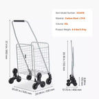 Caddie de courses VEVOR, chariot de courses de 45 L pour monter les escaliers avec roues pivotantes à 360°, chariot utilitaire monte-escalier avec roues triples