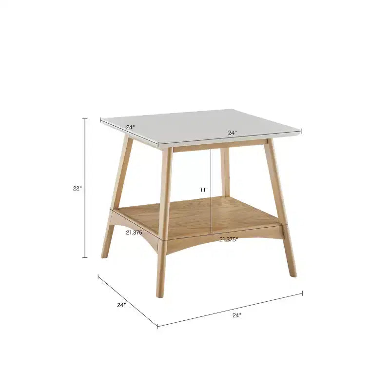 Table d'appoint carrée GDFStudio Anne Wood 24 avec étagère