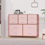 Commode en tissu à 10 tiroirs avec plateau en bois, poches latérales et crochets pour chambre à coucher, placard ou couloir