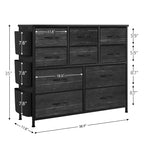 Commode en tissu à 10 tiroirs avec plateau en bois, poches latérales et crochets pour chambre à coucher, placard ou couloir