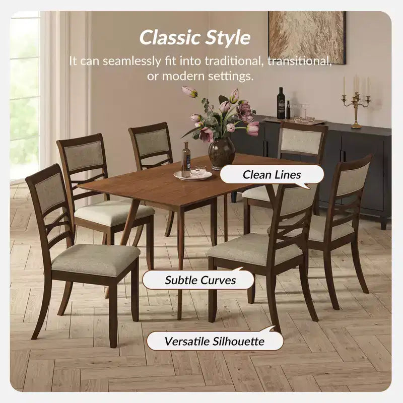 Chaise de salle à manger classique Eliseo avec cadre en bois massif - Lot de 6 | ART OF LIVING DESIGNSWALNUT