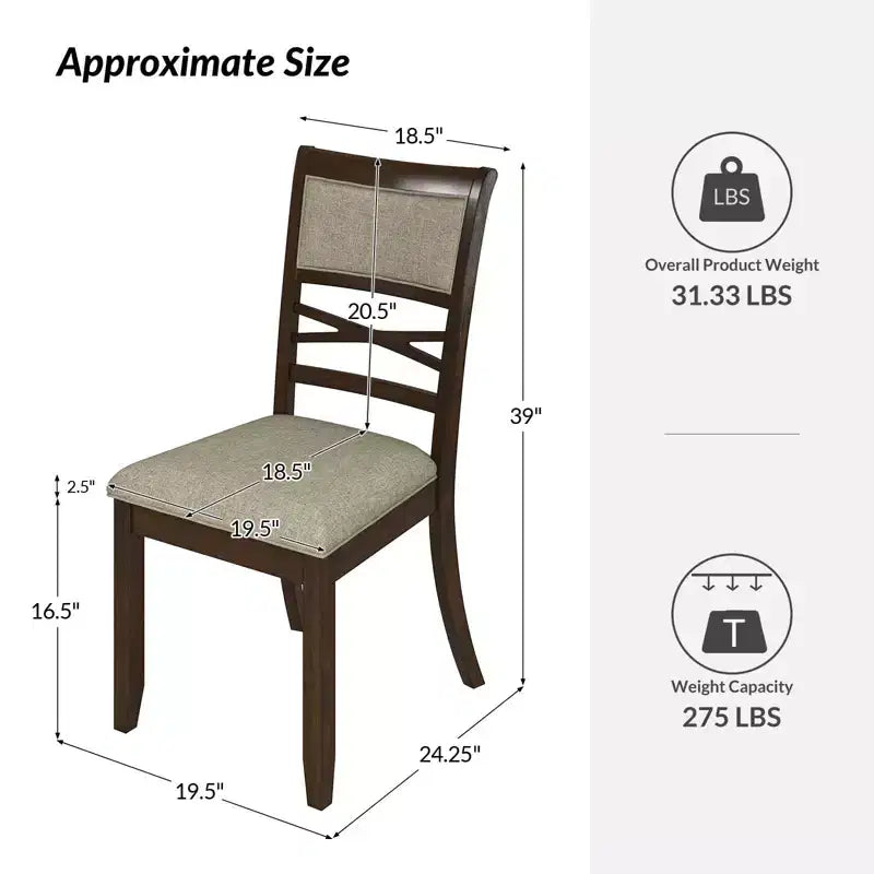 Chaise de salle à manger classique Eliseo avec cadre en bois massif - Lot de 6 | ART OF LIVING DESIGNSWALNUT