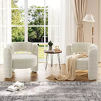 Fauteuil d'appoint rond moderne, capacité de 150 kg, design à 3 pieds et revêtement en chenille (blanc/gris foncé) pour salon, bureau, chambre.