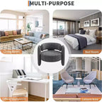 Fauteuil d'appoint rond moderne, capacité de 150 kg, design à 3 pieds et revêtement en chenille (blanc/gris foncé) pour salon, bureau, chambre.