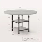 Table à manger ronde de 47 pouces pour 4-6 personnes, table de cuisine ronde en bois