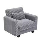 Fauteuil d'appoint surdimensionné en velours côtelé Hyleory, avec assise large et accoudoirs larges, fauteuil de lecture moderne pour chambre et salon