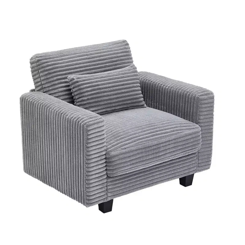 Fauteuil d'appoint surdimensionné en velours côtelé Hyleory, avec assise large et accoudoirs larges, fauteuil de lecture moderne pour chambre et salon