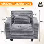 Fauteuil d'appoint surdimensionné en velours côtelé Hyleory, avec assise large et accoudoirs larges, fauteuil de lecture moderne pour chambre et salon