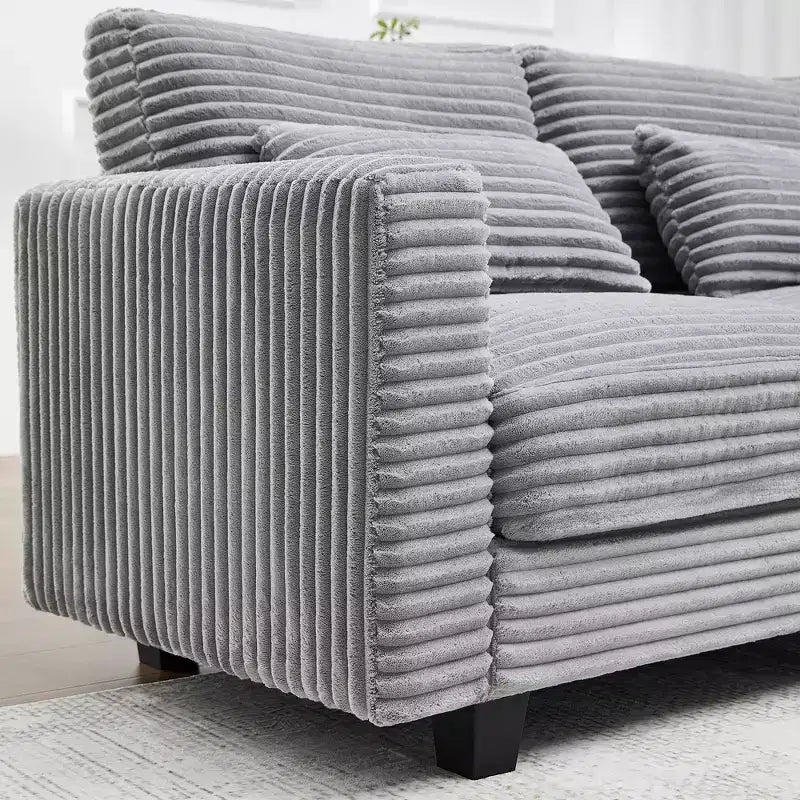 Fauteuil d'appoint surdimensionné en velours côtelé Hyleory, avec assise large et accoudoirs larges, fauteuil de lecture moderne pour chambre et salon