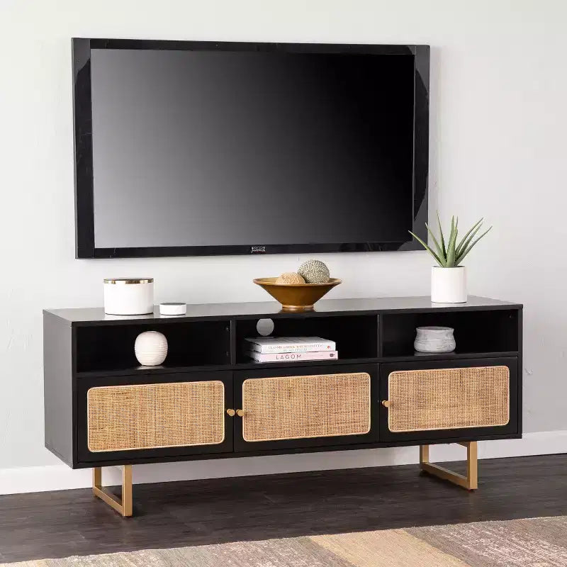 Meuble TV Mursley avec rangement - Noir - SEI
