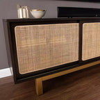 Meuble TV Carondale avec portes coulissantes – Marron – SEI
