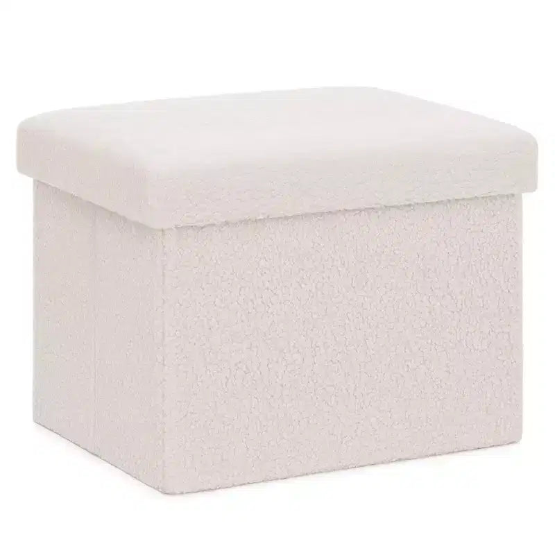 LUSIMO 16 Poufs de rangement pliables en fausse fourrure de mouton, coffre à jouets, repose-pieds supportant jusqu'à 150 kg pour chambre à coucher et salon