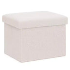 LUSIMO 16 Poufs de rangement pliables en fausse fourrure de mouton, coffre à jouets, repose-pieds supportant jusqu'à 150 kg pour chambre à coucher et salon