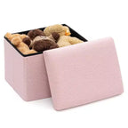 LUSIMO 16 Poufs de rangement pliables en fausse fourrure de mouton, coffre à jouets, repose-pieds supportant jusqu'à 150 kg pour chambre à coucher et salon