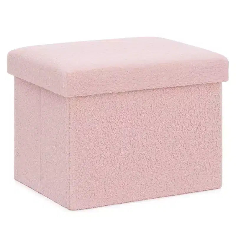 LUSIMO 16 Poufs de rangement pliables en fausse fourrure de mouton, coffre à jouets, repose-pieds supportant jusqu'à 150 kg pour chambre à coucher et salon