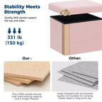 LUSIMO 16 Poufs de rangement pliables en fausse fourrure de mouton, coffre à jouets, repose-pieds supportant jusqu'à 150 kg pour chambre à coucher et salon