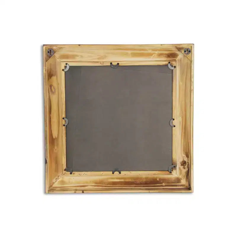 Miroir décoratif carré HomeRoots 22 en bois marron avec nœuds dorés